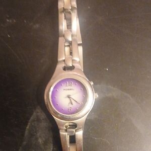 Fossil Women's Silver Watch with Purple Dial